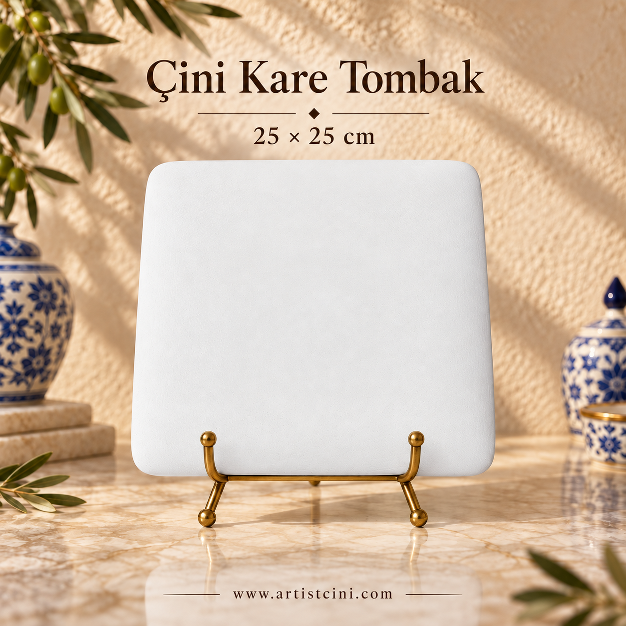 Çini Kare Tombak - 25x25 cm