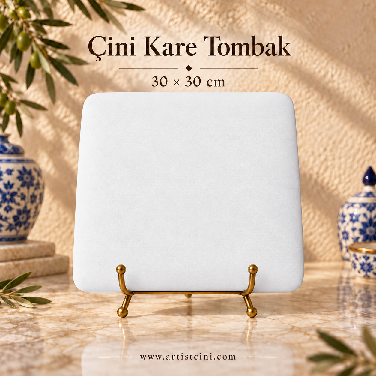 Çini Kare Tombak - 30x30 cm