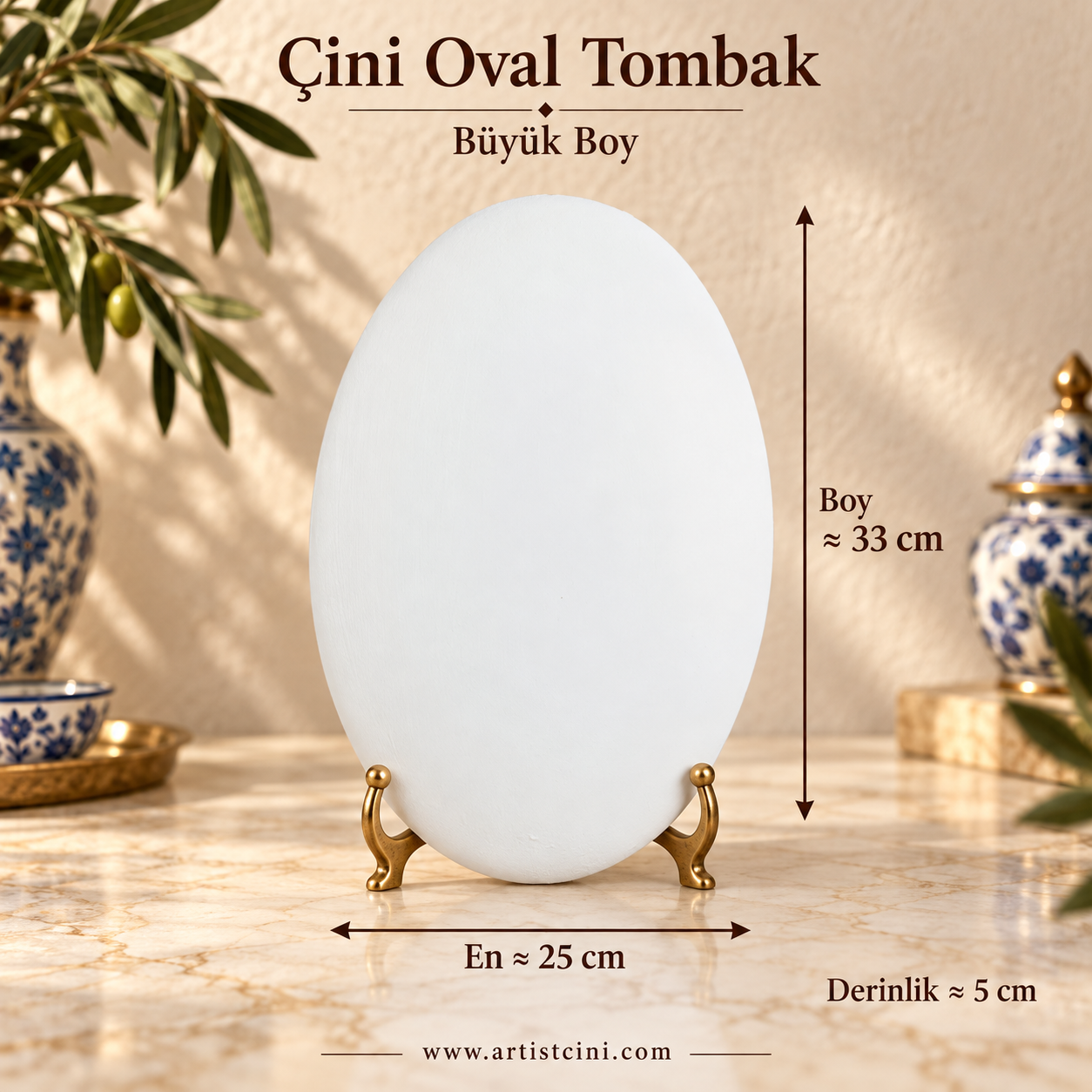 Çini Oval Tombak – Büyük Boy