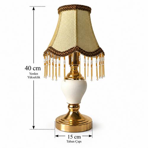 10 cm Şah Küp Çini Abajur – Gold Detaylı