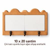10x20 cm Çini Karo Uyumlu Kayın Ağacı Ahşap Anahtarlık 