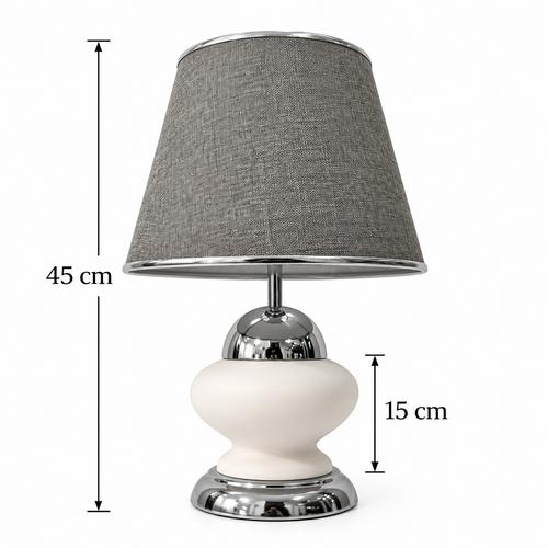 15 cm Bal Küpü Çini Bisküvili Gümüş Renk Abajur – Şapkalı 45 cm