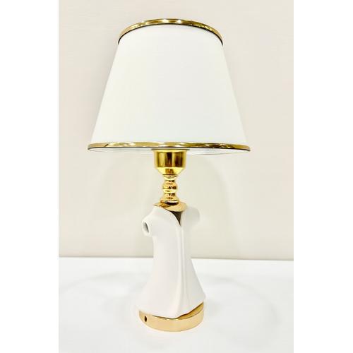 15 cm Çini Kaftan  Bisküvi Gold Duy Aparatlı Abajur (Şapkalı 40 cm)
