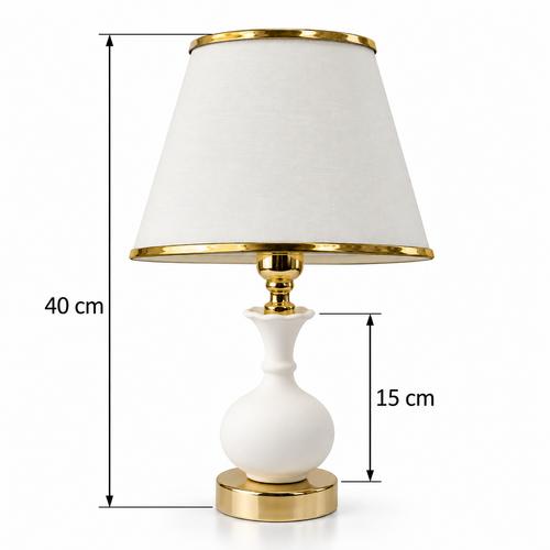 15 cm Gözyaşı Vazo Çini Bisküvili Gold Renk Abajur – Şapkalı 40 cm
