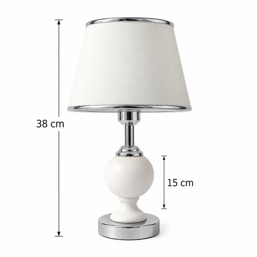 15 cm Küre Çini Bisküvili Gümüş Renk Duy Aparatlı Abajur – Şapkalı 38 cm