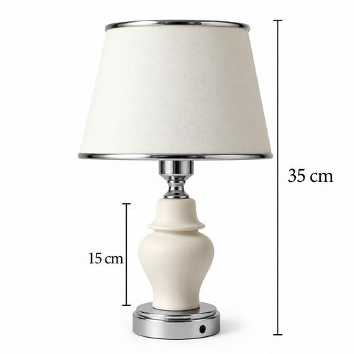 15 Cm Şah Çini Bisküvili Gümüş Renk Abajur – Şapkalı 35 cm