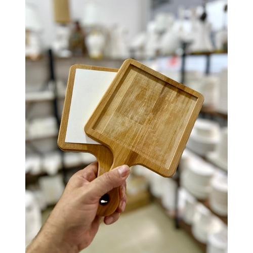 15X15 cm  Çini Karo ve  Saplı Ahşap Sunumluk Set