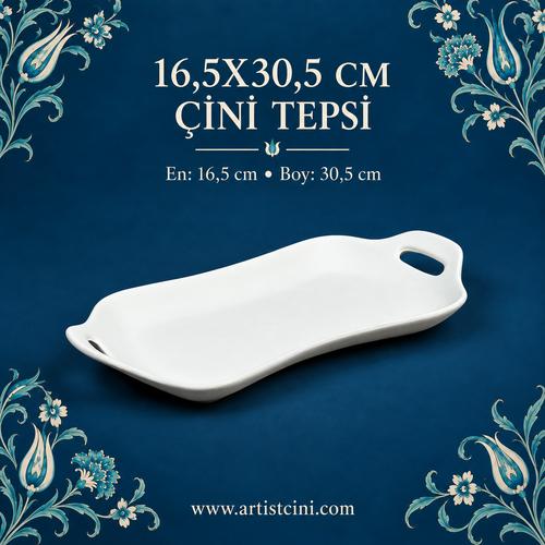 16,5x30,5 cm Kulplu Çini Tepsi
