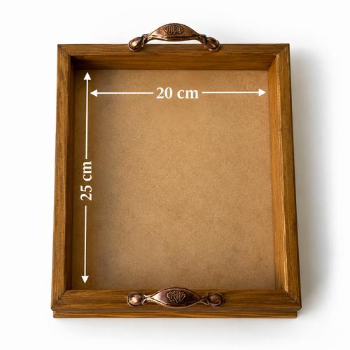 20×25 cm Çini Karo Uyumlu Ahşap Tepsi