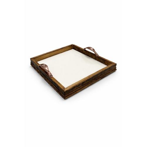 20X20 Cm. Çini Karo Uyumlu Ahşap Sunum Tepsi