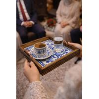 20X20 Cm. Çini Karo Uyumlu Ahşap Sunum Tepsi