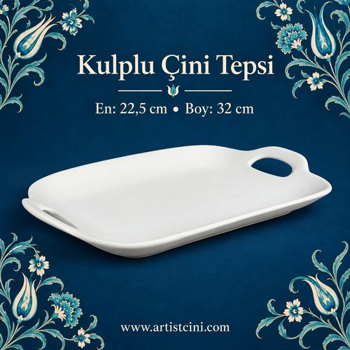22,5x32 cm Kulplu Çini Tepsi
