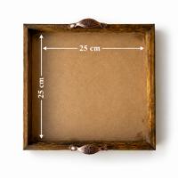25×25 cm Çini Karo Uyumlu Ahşap Tepsi