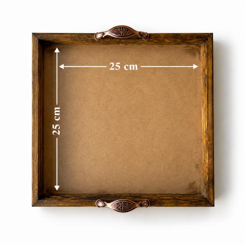 25×25 cm Çini Karo Uyumlu Ahşap Tepsi