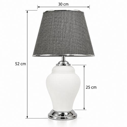 25 cm Şah Abajur – Çini Bisküvili, Krom Renk Duy Aparatlı | Şapkalı 52 cm