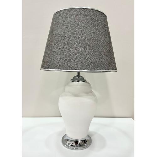 25 Cm Şah Abajur Çini Bisküvili Krom Renk Duy Aparatlı (Şapkalı 52 cm) 