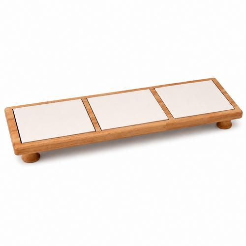 3 Karolu Ayaklı Ahşap Sunumluk – 15x15 cm Çini Karolar Dahil