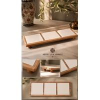 3 Karolu Ayaklı Ahşap Sunumluk – 15x15 cm Çini Karolar Dahil