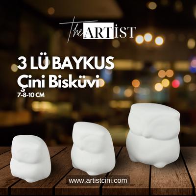 3 Lü Baykuş Set Çini Bisküvi