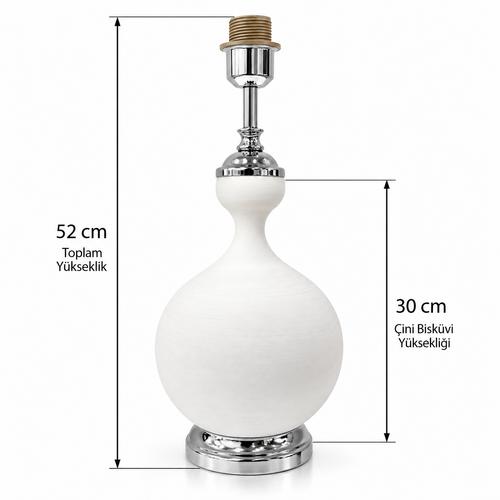 30 cm Çini Abajur – Krom Renk Duy Aparatlı