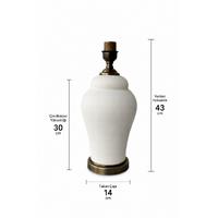 30 cm Çini Şah Abajur – Eskitme Antik Gold Masa Lambası -  Şapkasız
