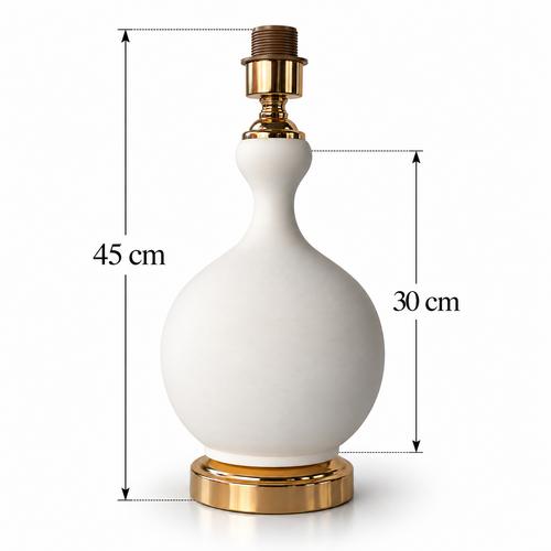 30 cm Topuz Çini Bisküvi Gold Duy Aparatlı Abajur – 45 cm