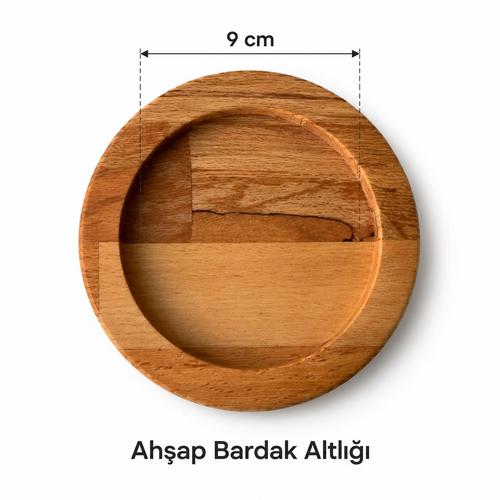 9 cm Çini Karo Uyumlu Ahşap Bardak Altlığı