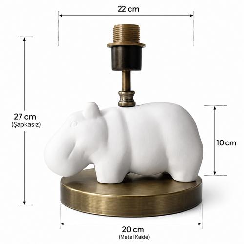 ARTIST HIPPO – Çini Hipopotam Abajur 27 cm