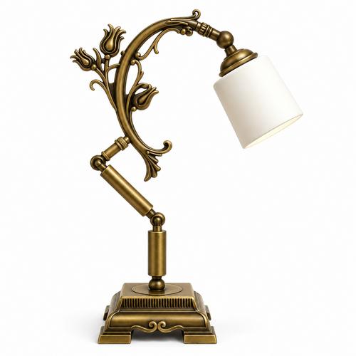 ARTIST LÂLEZAR – Lale Motifli Antik Gold Masa Lambası