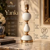 ARTIST YANKI Üç Formlu Çini Abajur – Gold Detaylı