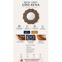 ARTİST Yuvarlak Doğal Ahşap Çini Ayna Çerçevesi – 60 cm | 12 Adet 9 cm Yuvarlak Çini Karo Uyumlu