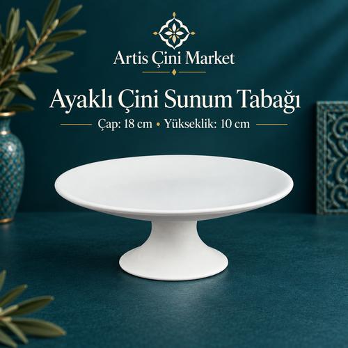 Ayaklı Çini Sunum Tabağı – 18 cm