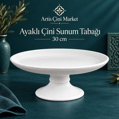 Ayaklı Çini Sunum Tabağı – 30 cm