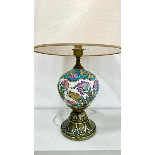 Çini 22 cm Top Bisküvili  Abajur Antik Gold - Eskitme 