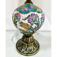 Çini 22 cm Top Bisküvili  Abajur Antik Gold - Eskitme 