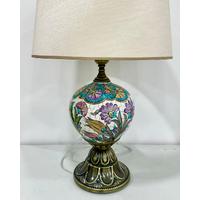 Çini 22 cm Top Bisküvili  Abajur Antik Gold - Eskitme 