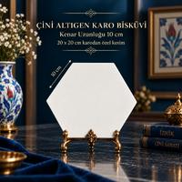 Çini Altıgen Karo Bisküvi – 10 cm Kenar