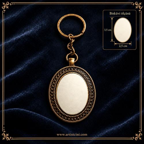 Çini Ham Bisküvili Antik Gold Anahtarlık – Model 1