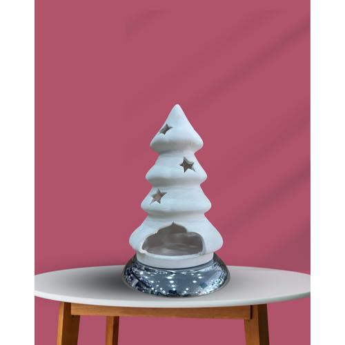 Çini Çam Ağacı Tealight - Mumluk Krom Altlıklı