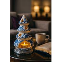 Çini Çam Ağacı Tealight - Mumluk Krom Altlıklı