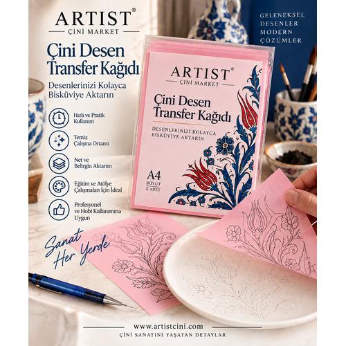 Çini Desen Transfer Kağıdı – A4 (10 Adet)