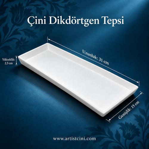 Çini Dikdörtgen Tepsi  -  31x15 cm