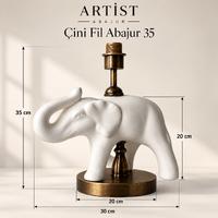 Çini Fil Abajur 35 cm - Şapkasız