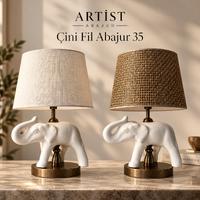 Çini Fil Abajur 35 cm - Şapkasız