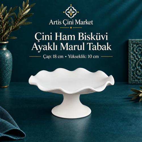 Çini Ham Bisküvi Ayaklı Marul Tabak – 18 cm