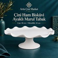 Çini Ham Bisküvi Ayaklı Marul Tabak – 30 cm
