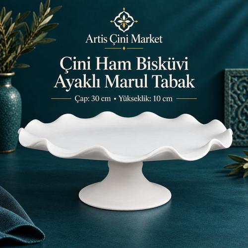 Çini Ham Bisküvi Ayaklı Marul Tabak – 30 cm