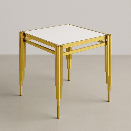 Çini Karo Uyumlu Gold Renk Metal Sehpa - 40x40 cm Kare 