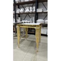 Çini Karo Uyumlu Gold Renk Metal Sehpa - 40x40 cm Kare 