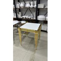 Çini Karo Uyumlu Gold Renk Metal Sehpa - 40x40 cm Kare 